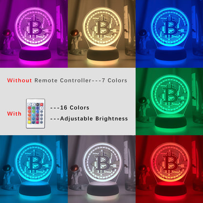 Lámpara LED Bitcoin 3D