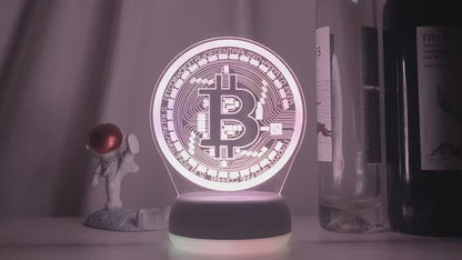 Lámpara LED Bitcoin 3D